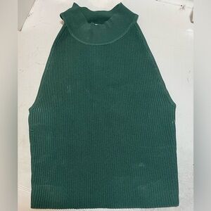 Aritzia Babaton High Neck Green Ribbed Top